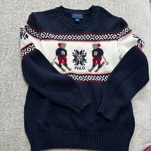 Polo by Ralph Lauren Men's Sweater in Navy, White, and Red